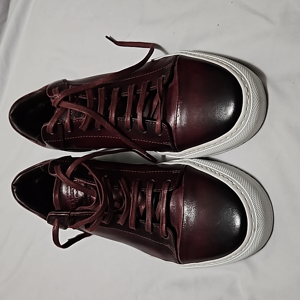 SOHO Burgundy unisex patina cap toe sneakers by Untamed Street.